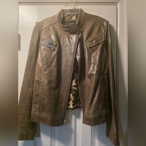 Laundry By Shelli Segal Olive Leather Jacket